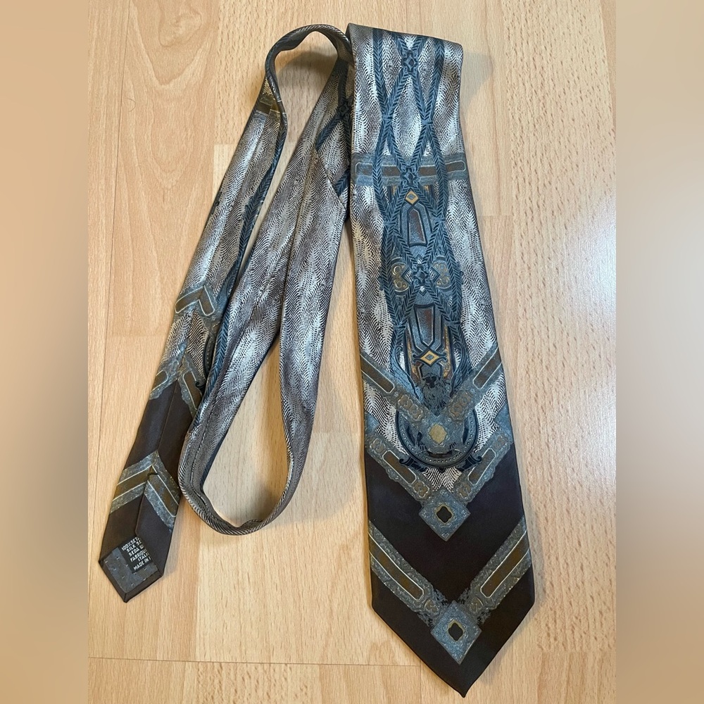 Gianfranco FERRE Men’s Vintage Brown Pattern Silk Tie